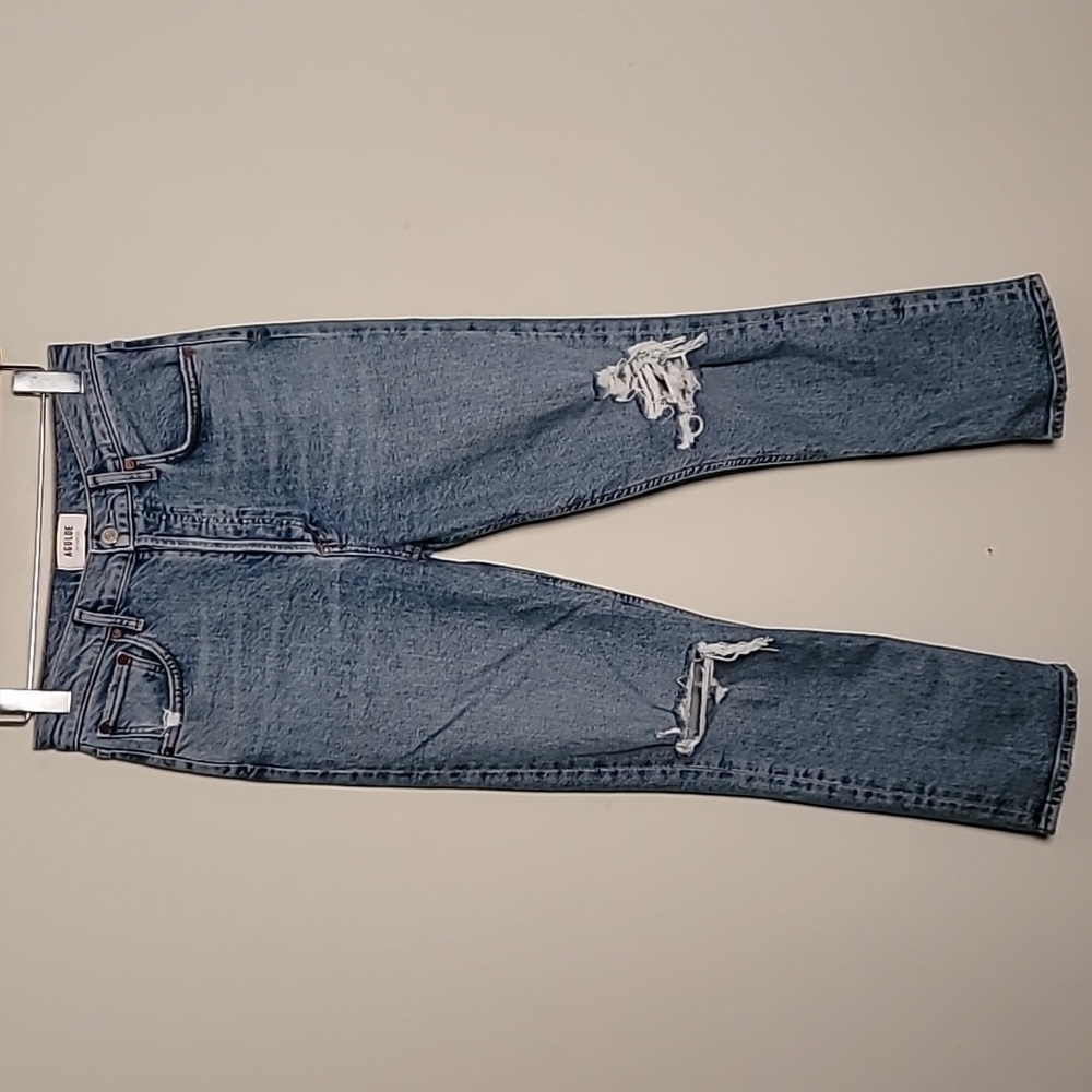 Agolde Riley crop jean Sz 27 Distressed High Rise Straight Leg